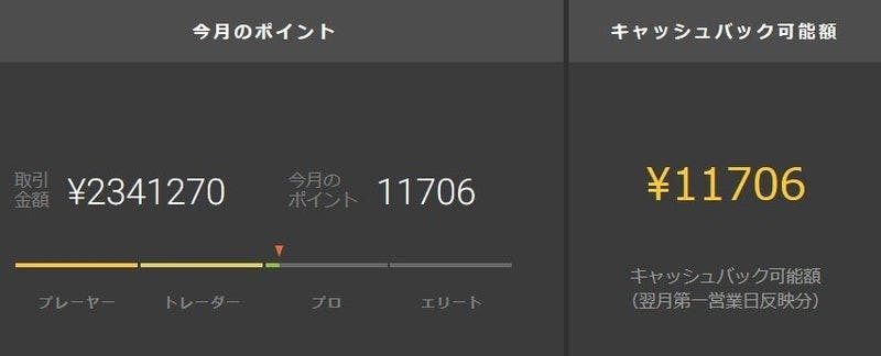毎月、取引額に応じたステータスが付与